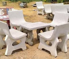 Concrete table chairs set-Durable outdoor furniture