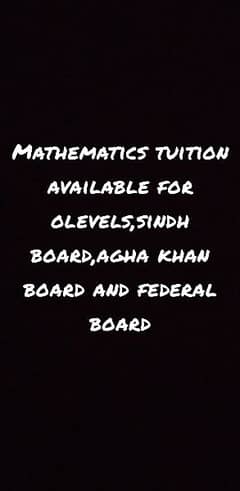 Mathematics tuition available