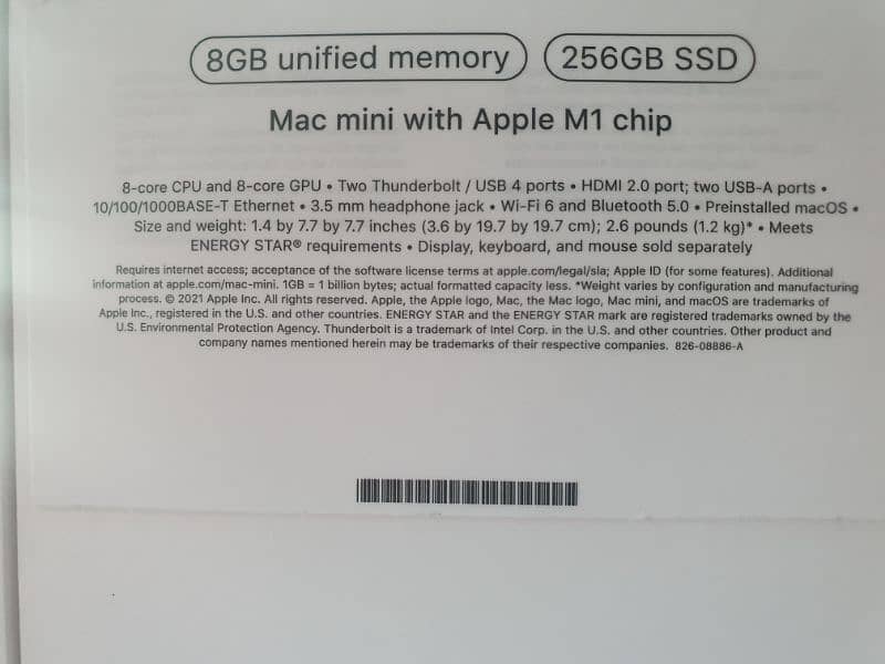 M1 Mac Mini 8GB RAM 256GB SSD 3