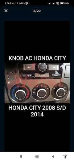 3Pcs set Knobs Honda CITY 09-20 Car Panel  Air Conditioning Alu 0