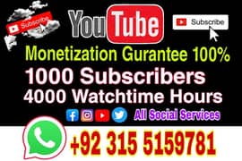 Youtube channel Monetization subscribers & watchtime hours