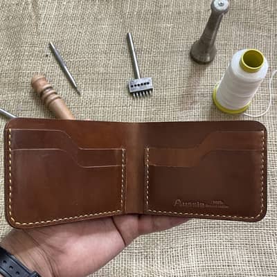 Handmade Crazy Horse Bifold Leather Wallet Brown . . . . 03007159085 2