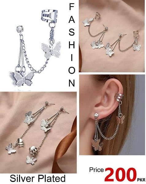 Silver Butterflies Earcuffs 0