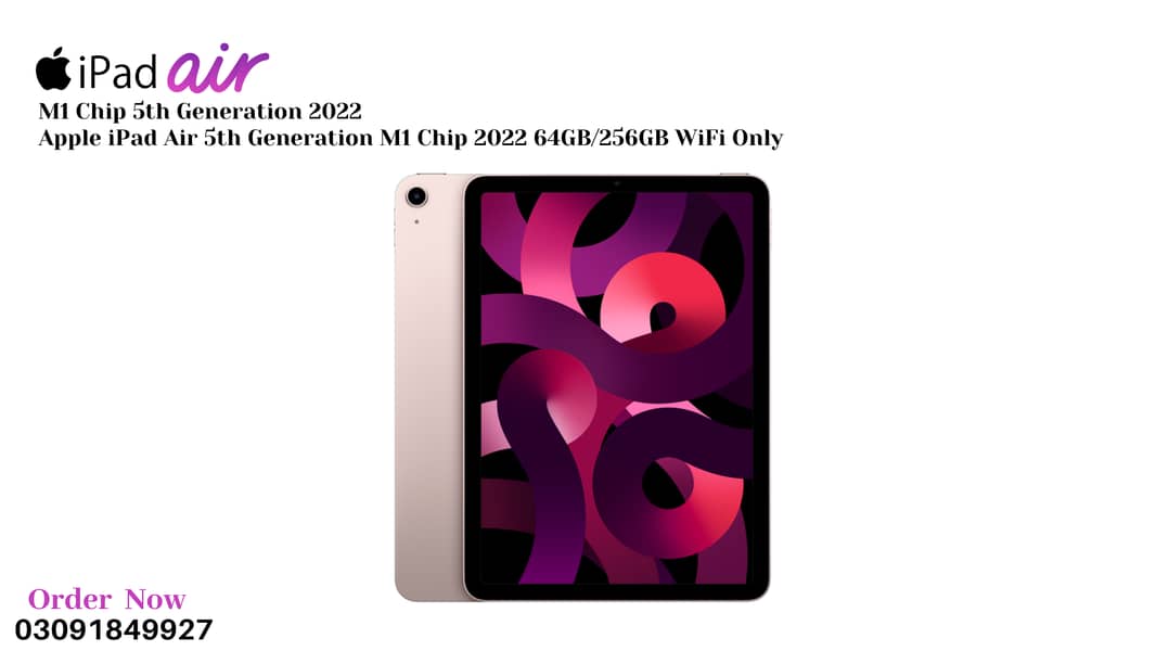 Apple iPad Air 5 M1 Chip 64GB, 5th Generation 2022 - Pink Box Packed 0