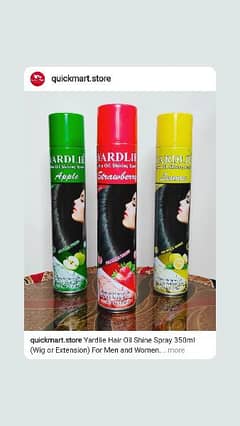 Yardlie Hair Oil Shine Spray 350ml For Wig or Extension.