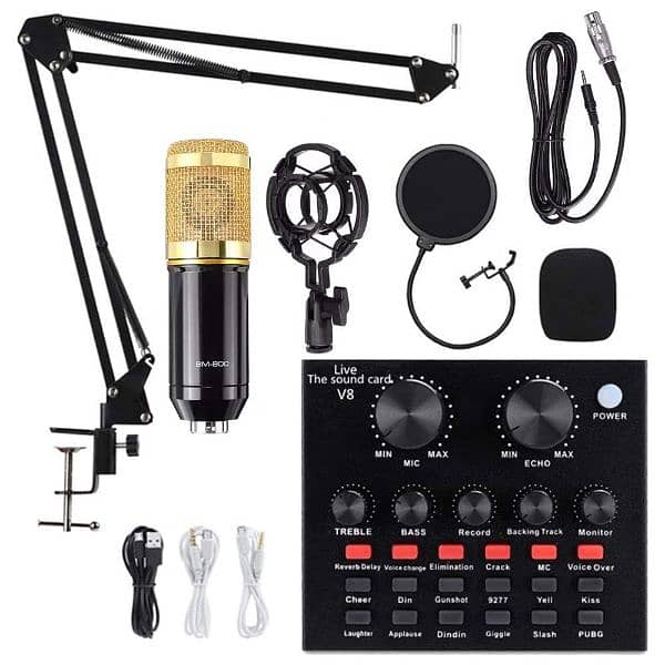 Bm 800 Condensor Microphone - with Arm Scissor Stand & V8 Audio Sound 0