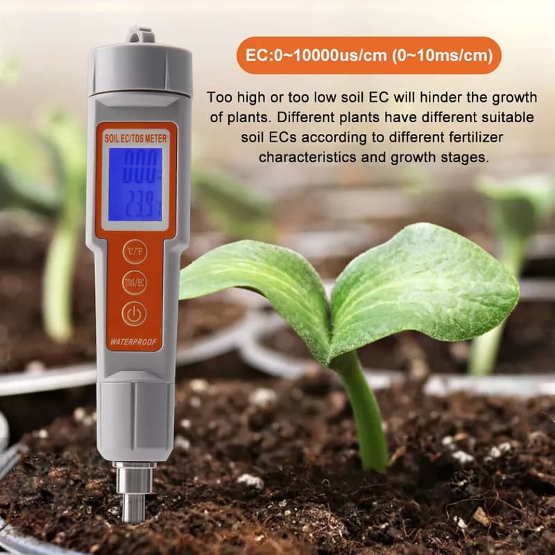 3 in 1 Soil EC Meter Digital Temperature Tester Garden Flowers Soil 1