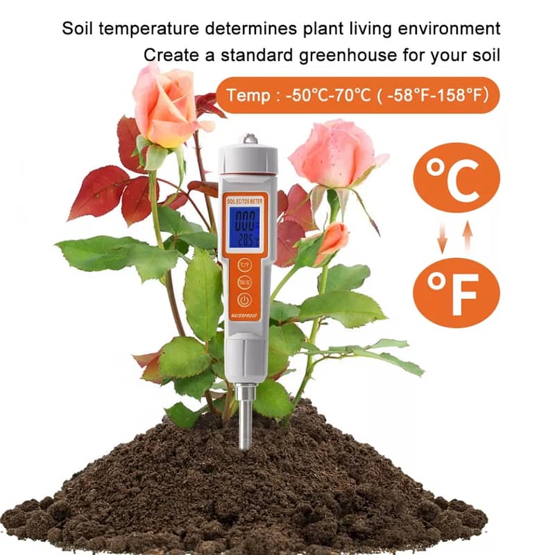 3 in 1 Soil EC Meter Digital Temperature Tester Garden Flowers Soil 4