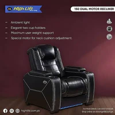 Home Theater Seating - Power Recliner - Leather Lux- Adjustable 1