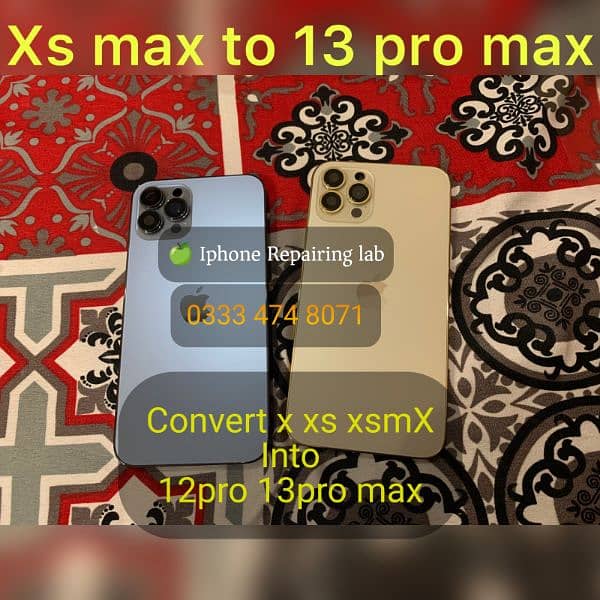 iphone x xs xr convert into 12 13 pro max housing casing body back 4