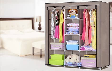 Portable Storage Cabinet 3 Door Large Size Wardrobe