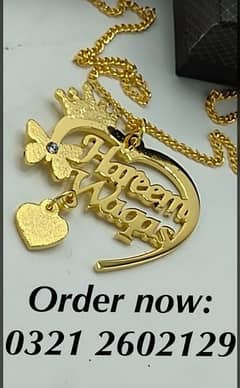 gold plated name pendant necklace locket ring breslate coatpin cufflin