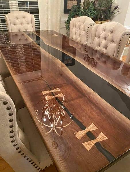 Epoxy rasin luxury dinning table. what's app for order. 0304,86,83,392 5