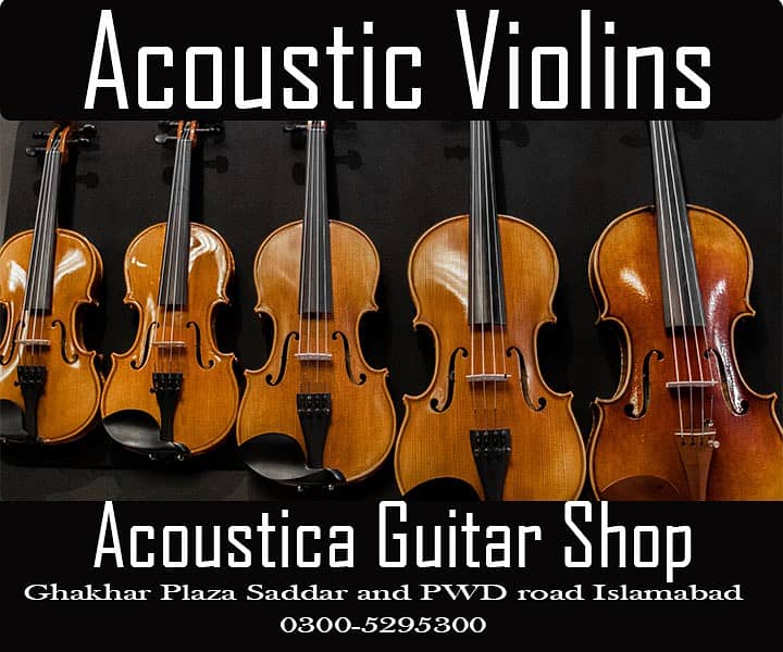 Quality violins collection at Acoustica Guitar Shop 0