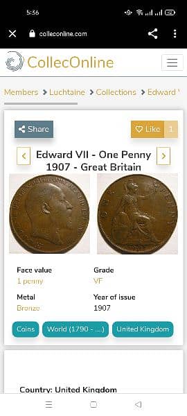 Edward VII - One Penny 1907 - Great Britain 2