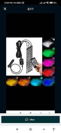 car atmosphere light multi colours remote control music operated colo