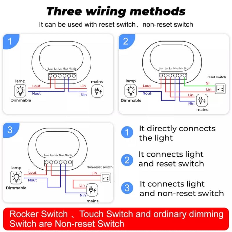 Wifi Smart On Off Light Switch with Google home & Alexa 1 Gang 2 Way 2