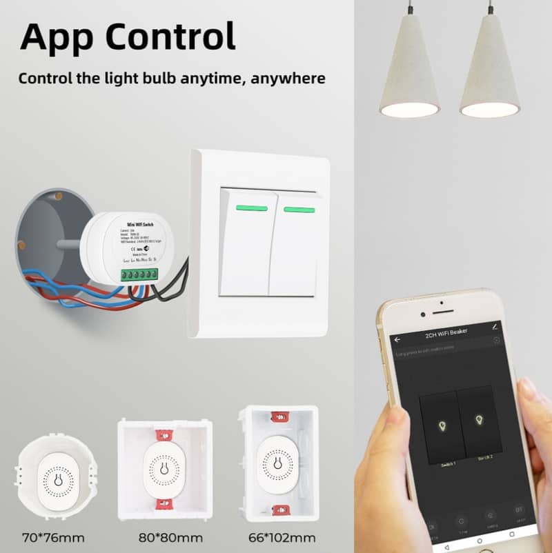 Wifi Smart On Off Light Switch with Google home & Alexa 1 Gang 2 Way 4