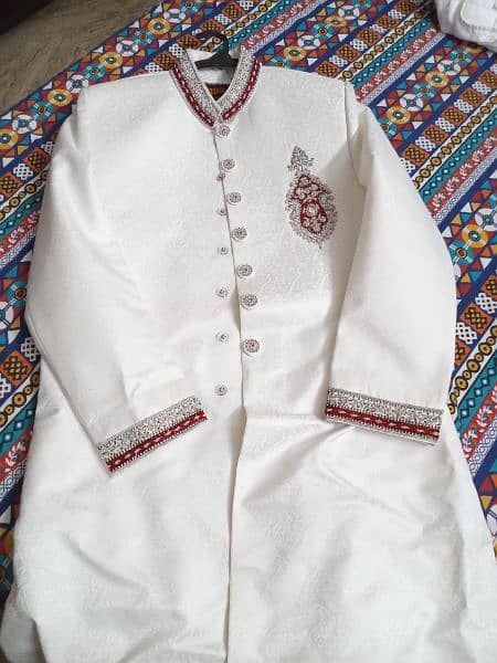 Groom White Sherwani Kurta Pajama Khusa 1