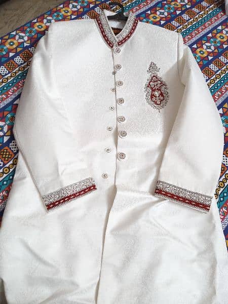 Groom White Sherwani Kurta Pajama Khusa 2