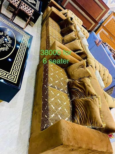 6 Seater Sofa, Center, Bed Set, Table Leather branded dining diwan 1