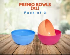 Premio Bowls Extra Large Pack of 3 High Quality Soft Plastic Bowl