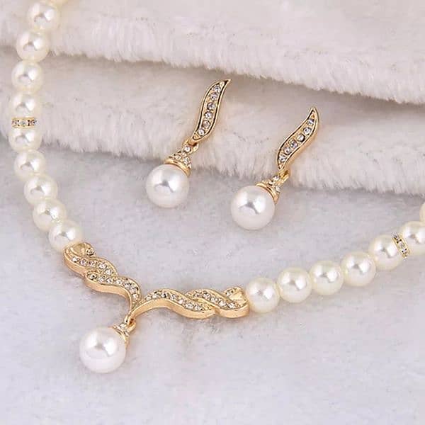 Creative Necklace & Earrings Wedding Bridal Pearl Jewelry Set 0