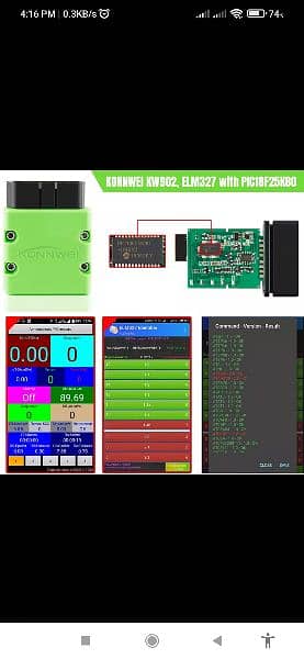 KONNWEI ELM327 V1.5 OBD2 Scanner KW902 Bluetooth Autoscanner PIC 0