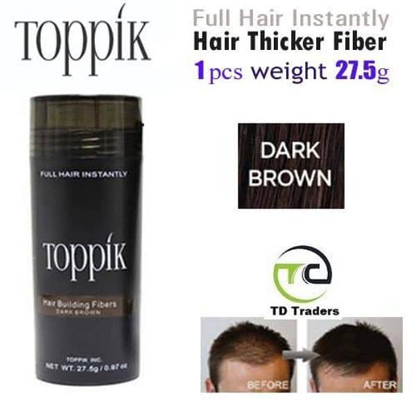 New) Toppik Hair Loss Building Fibers, Dark Brown, 27.5g 5