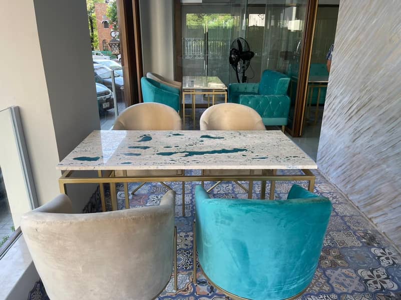 marble top dining table 4 persons 0