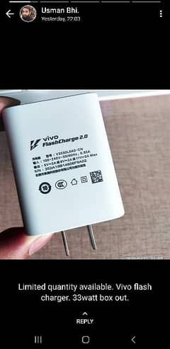 vivo 33watt flash charger and flash cable 100% original