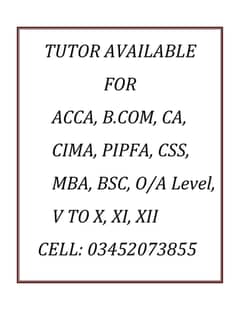 Regular /Online Acca /Fia (FA,MA,AB,AA,FM,FR,LW,PM,TX,AAA, AFM,APM,SBL