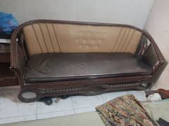 refurbished wooden 6 seater sofa set without table