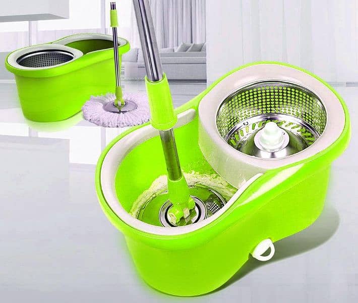 360 Spin Mop Bucket Set Portable Double Drive Stainless Steel Bucket 0