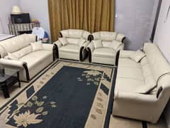 7 Seater White Leatherette Sofa Set for sale.