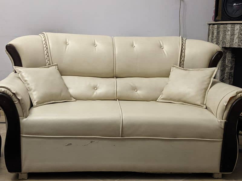 7 Seater White Leatherette Sofa Set for sale. 4