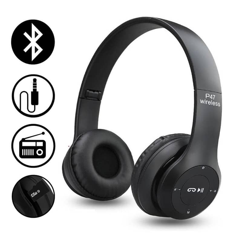 P47 Wireless Bluetooth Headphones - Rechargeable and Foldable 1