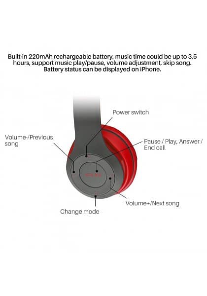P47 Wireless Bluetooth Headphones - Rechargeable and Foldable 3