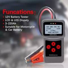 12V Car Solar Motorcycle Battery Tester Automotive Analyzer Diagnostic