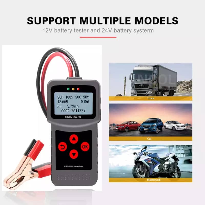 12V Car Solar Motorcycle Battery Tester Automotive Analyzer Diagnostic 2