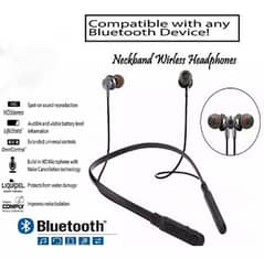 Built in mic calling handsfree neck band Bluetooth Headphone Earbud 0