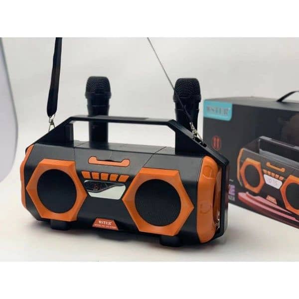 Speaker With Two Dual Double  Long Range Wireless Mic Sound System 8