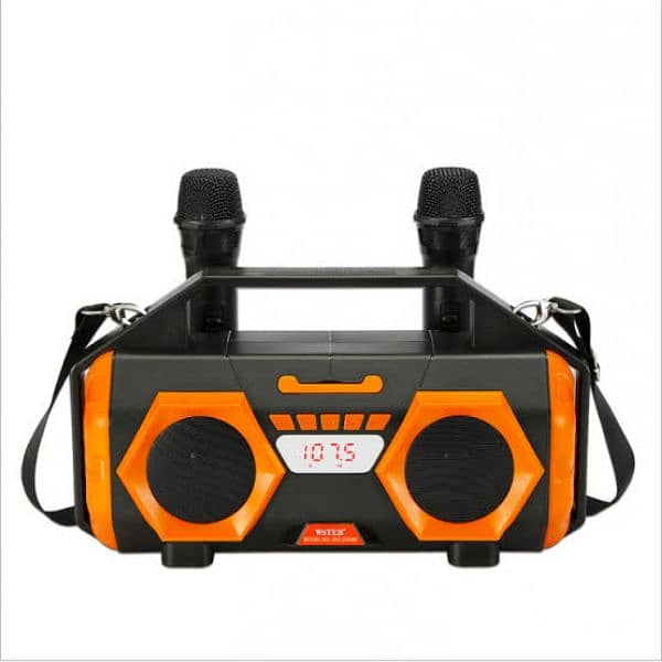 Speaker With Two Dual Double  Long Range Wireless Mic Sound System 10