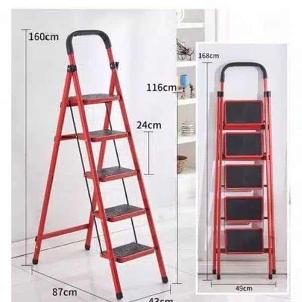 Folding 5 Tier Lightweight Steel Step Ladder with Hand Grip 0