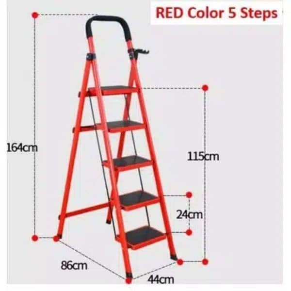 Folding 5 Tier Lightweight Steel Step Ladder with Hand Grip 2