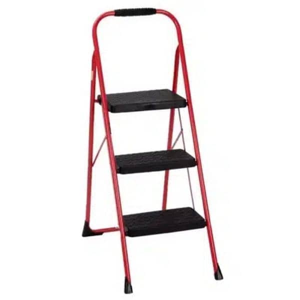 3 Step Folding Ladder Red 0