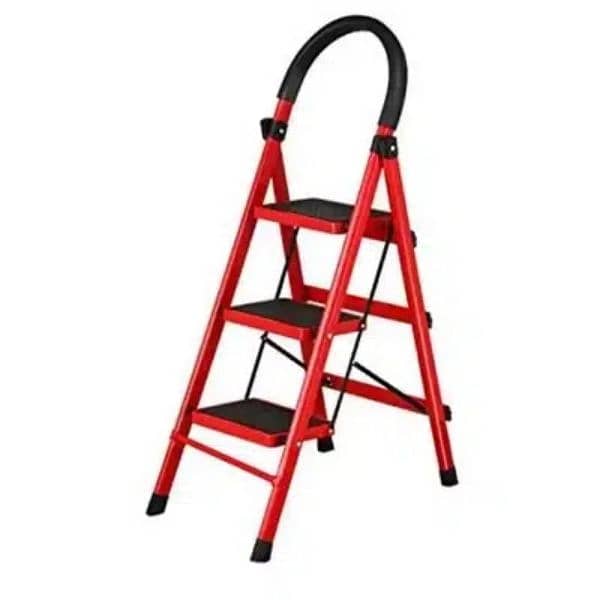 3 Step Folding Ladder Red 1