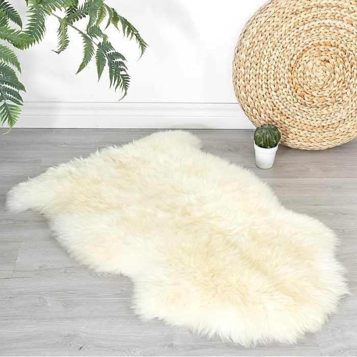 White Sheepskin Rug | Original Leather HAIRON carpets for luxury room 1