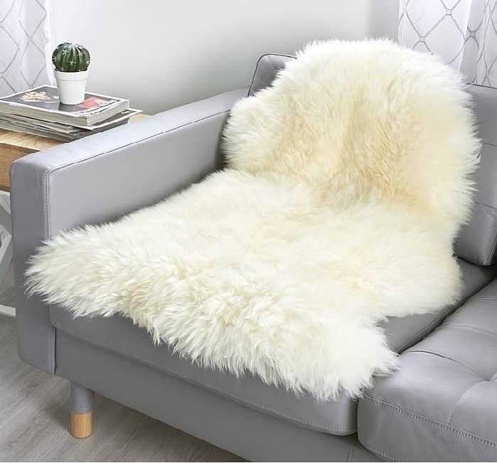 White Sheepskin Rug | Original Leather HAIRON carpets for luxury room 2