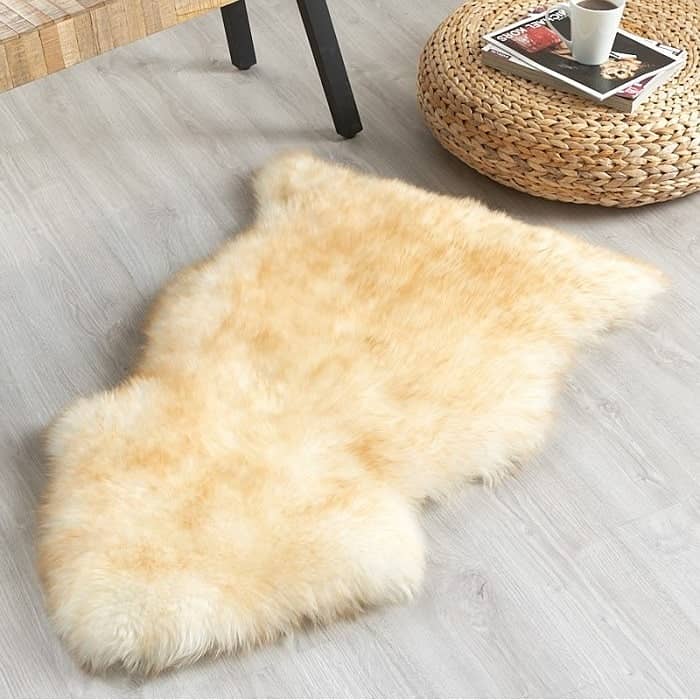 White Sheepskin Rug | Original Leather HAIRON carpets for luxury room 3